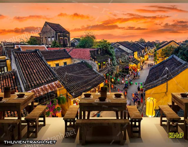 Tranh dán tường phố cổ Hội AnHA-1aP - Tranh tường chất lượng cao